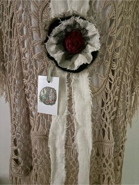 Handcrafted Floral Jabot Brooch Necklace Choker